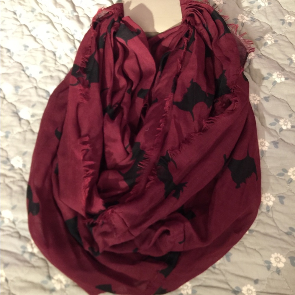 Maroon Scottie Dog Infinity Scarf